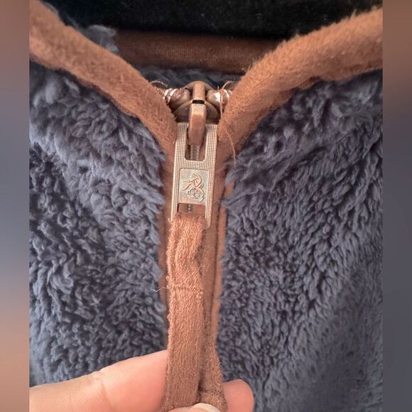 Mens Utility LEGENDARY WHITETAILS Navy Brown Sherpa Outdoor Zip-Up Vest 54 Chest - Picture 3 of 10